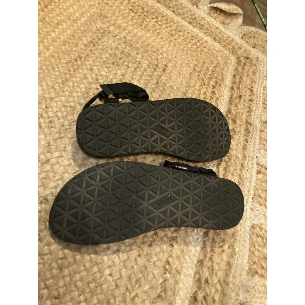 Teva Original Universal Lux Sandal - Black Leather w/ Gold Buckles Men's Sz 12